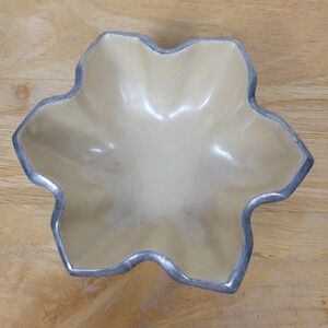 VTG Julia Knight 5" Illume Snow Bowl Cream Enamel Cast Aluminum Star Snowflake